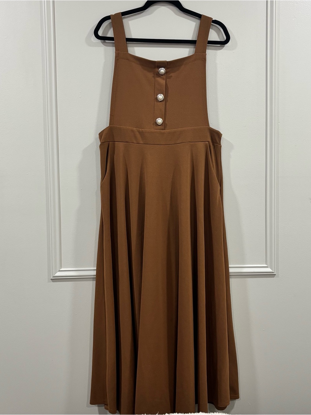 Camel Sleeveless Button Front Maxi Dress Estimated 2XL